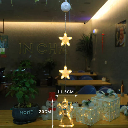 Christmas 3Pcs LED Light Star Xmas Tree Hanging Sucker Lamp Window Ornaments Decoration for Home Xmas Navidad New Year Decor Christmas Decorations