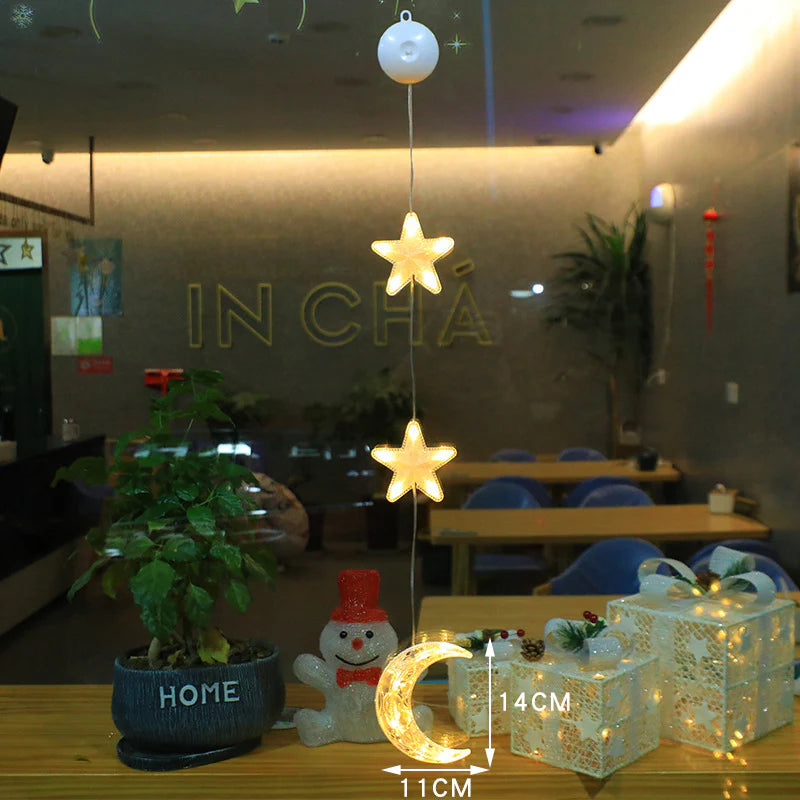 Christmas 3Pcs LED Light Star Xmas Tree Hanging Sucker Lamp Window Ornaments Decoration for Home Xmas Navidad New Year Decor Christmas Decorations