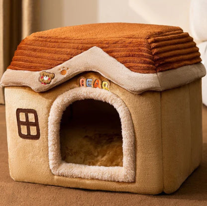 Foldable Dog House Pet Cat Bed Winter Dog Villa Sleep Kennel Removable Nest Warm Enclosed Cave Sofa Pets Supplies